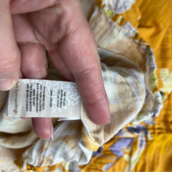 Soft Surroundings Cotton Floral Mustard Women's Top Large - Picture 8 of 8